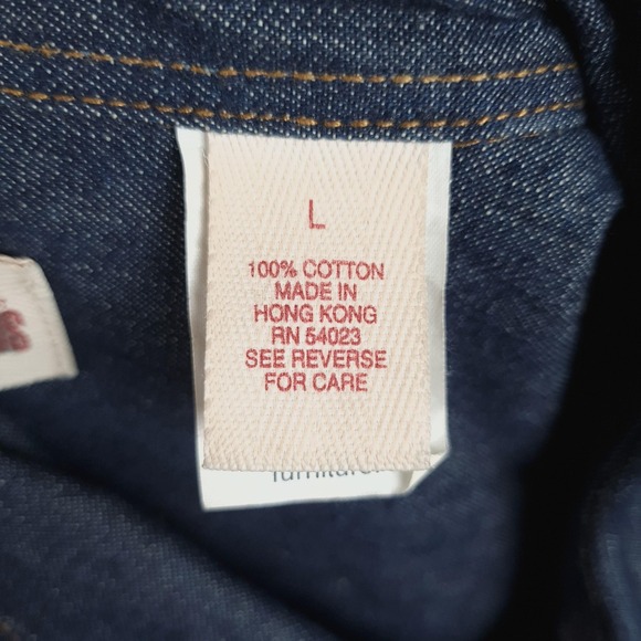 Vintage GAP Denim Shirt Mens Large Long Sleeve Button Front Point Collar 90s - Picture 15 of 16